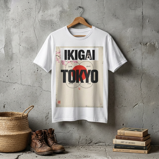 Ikigai Tokyo Graphic Tee — Samurai Red Sun Streetwear T-Shirt