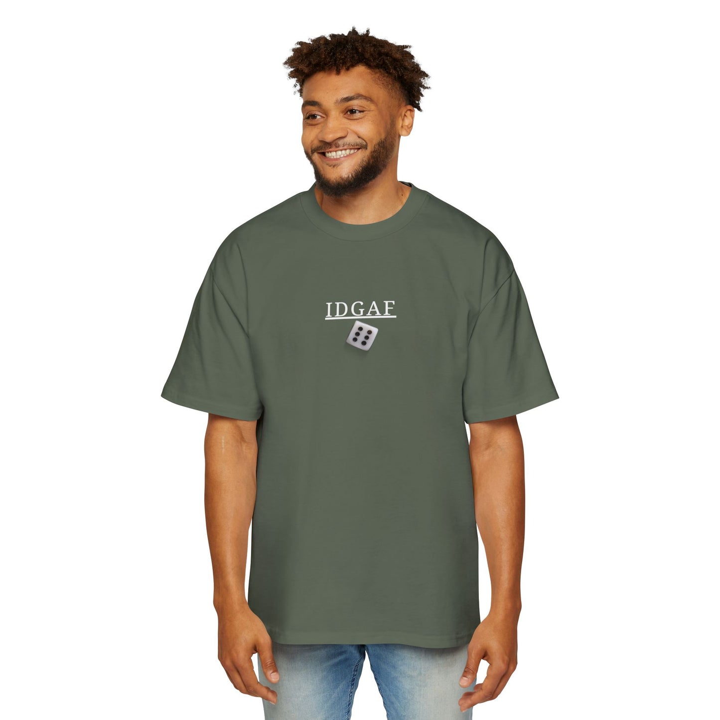 IDGAF Dice Graphic Tee — Bold Red Oversized Men’s T‑Shirt