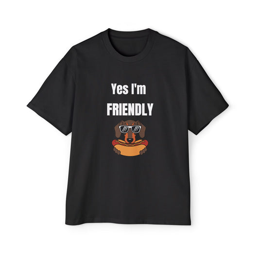 Yes I'm Friendly Dog — Funny Dachshund Sunglasses black T-Shirt