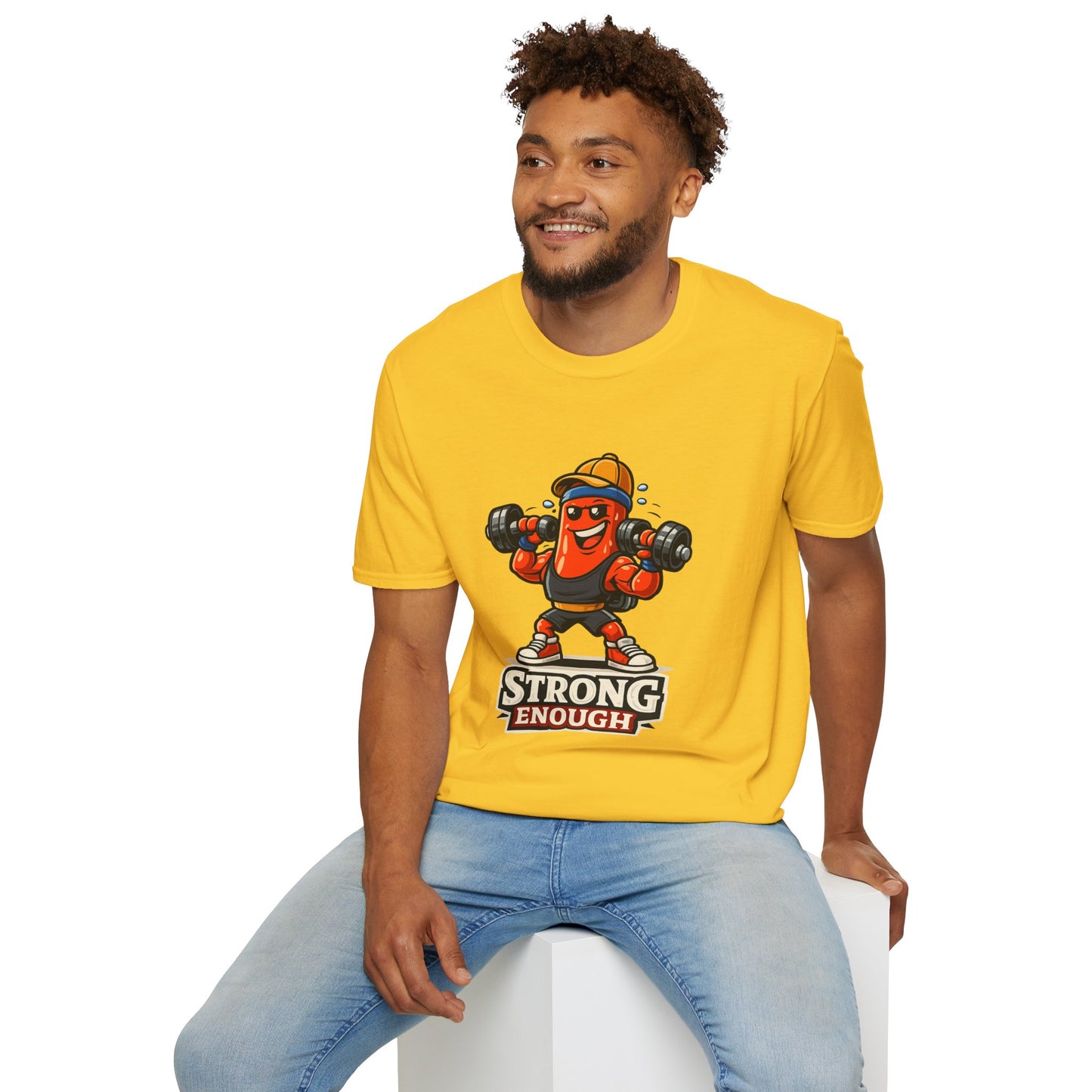 Strong Enough T-Shirt – Cute Dumbbell Gym Graphic Lightweight Cotton Tee