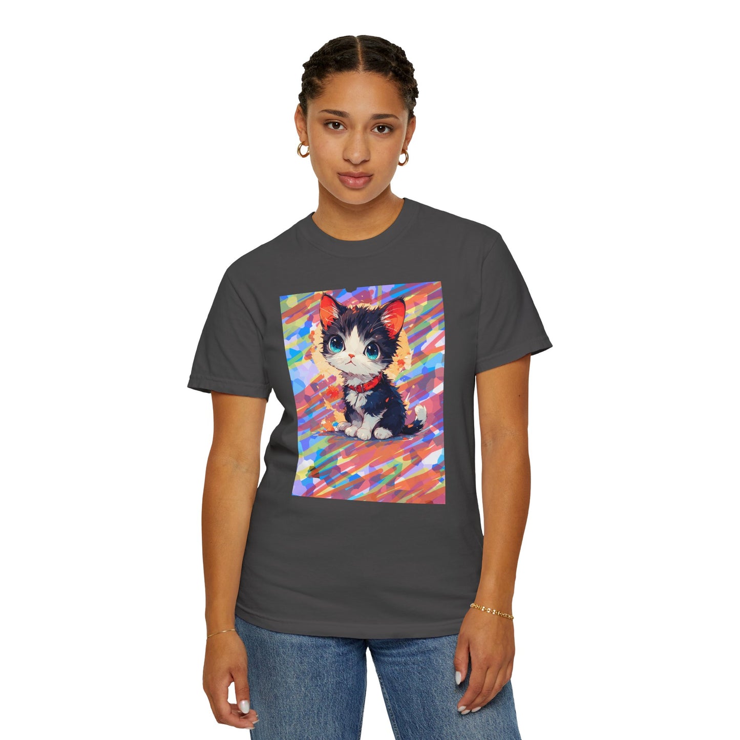 Cute Kawaii Kitten T-Shirt — Colorful Anime Cat Graphic Tee