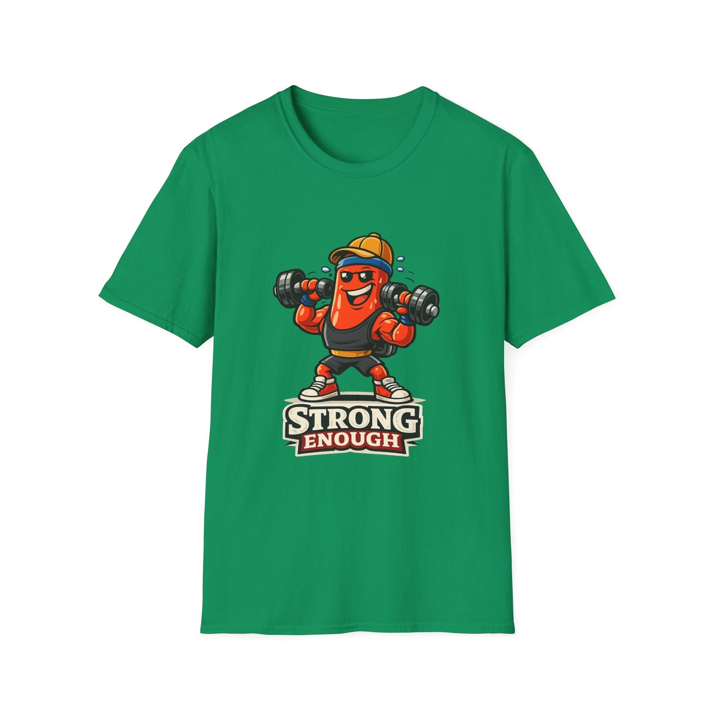 Strong Enough T-Shirt – Cute Dumbbell Gym Graphic Lightweight Cotton Tee
