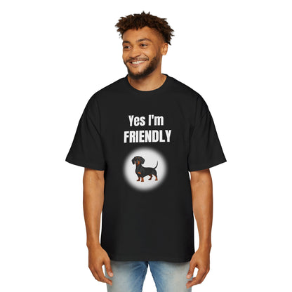 Dachshund Mini Graphic Tee — Men’s Oversized White T-Shirt