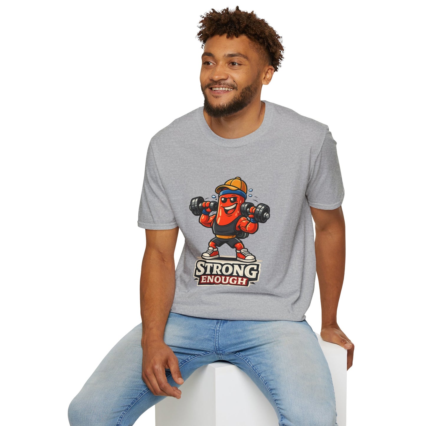 Strong Enough T-Shirt – Cute Dumbbell Gym Graphic Lightweight Cotton Tee