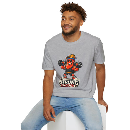 Strong Enough T-Shirt – Cute Dumbbell Gym Graphic Lightweight Cotton Tee