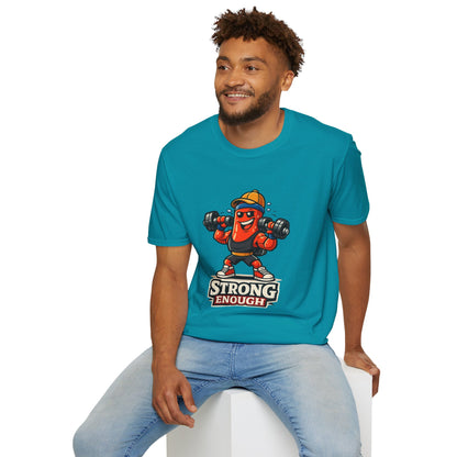 Strong Enough T-Shirt – Cute Dumbbell Gym Graphic Lightweight Cotton Tee