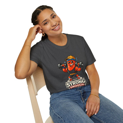 Strong Enough T-Shirt – Cute Dumbbell Gym Graphic Lightweight Cotton Tee