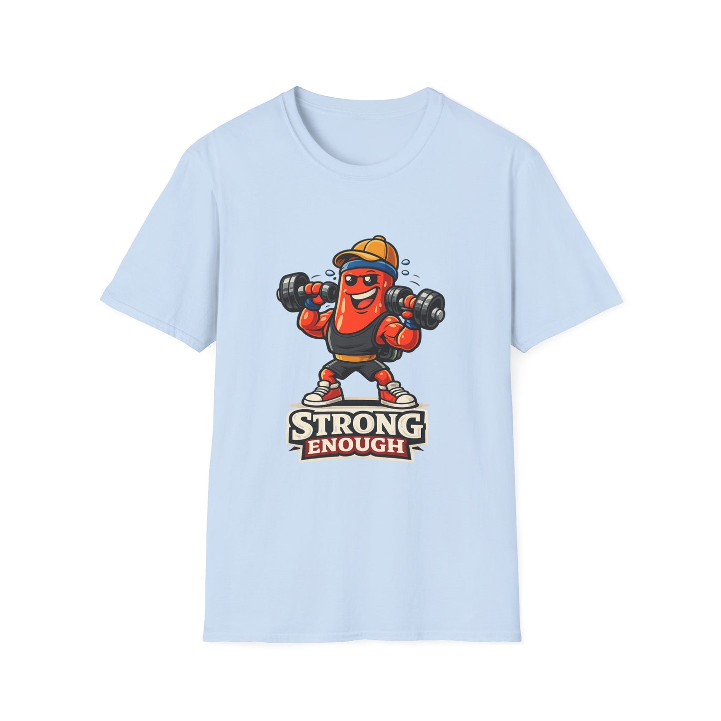 Strong Enough T-Shirt – Cute Dumbbell Gym Graphic Lightweight Cotton Tee
