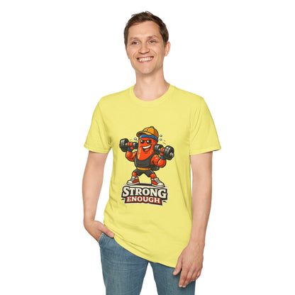 Strong Enough T-Shirt – Cute Dumbbell Gym Graphic Lightweight Cotton Tee