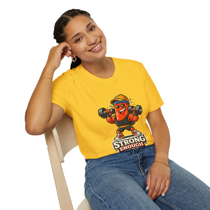 Strong Enough T-Shirt – Cute Dumbbell Gym Graphic Lightweight Cotton Tee