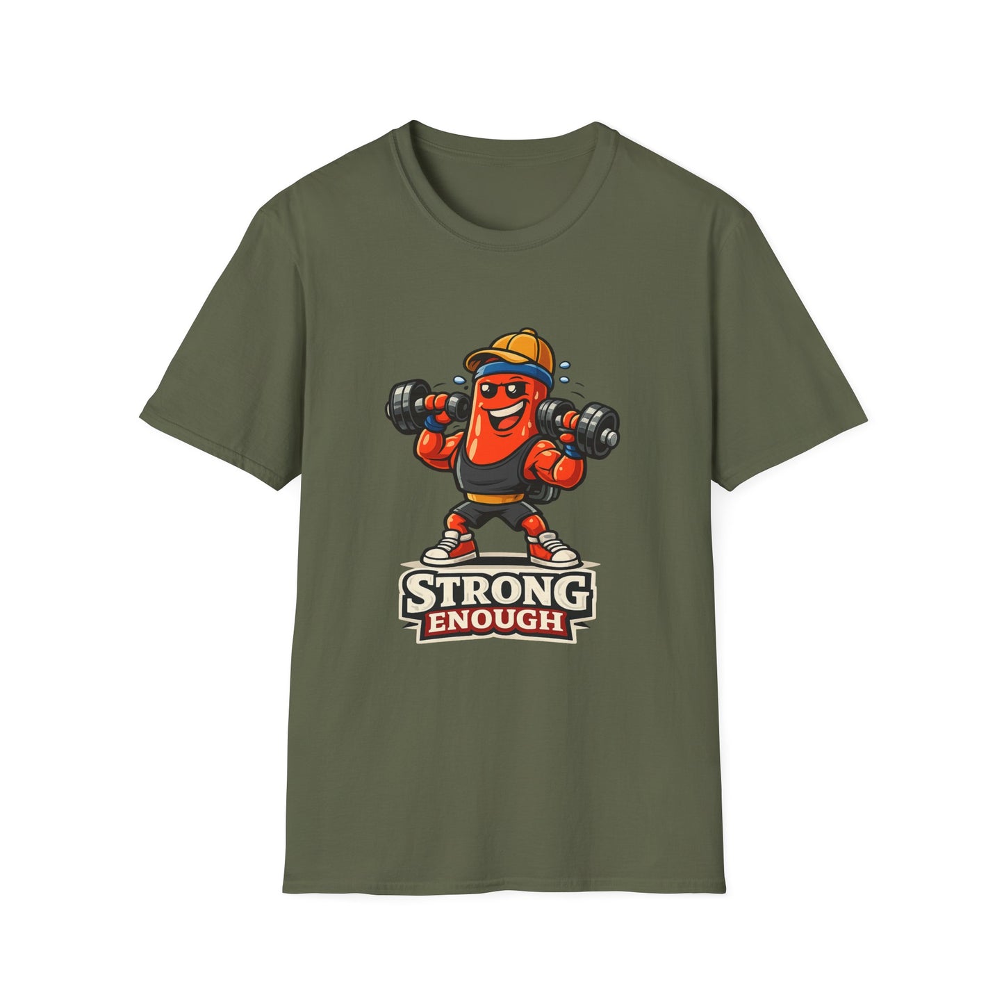 Strong Enough T-Shirt – Cute Dumbbell Gym Graphic Lightweight Cotton Tee