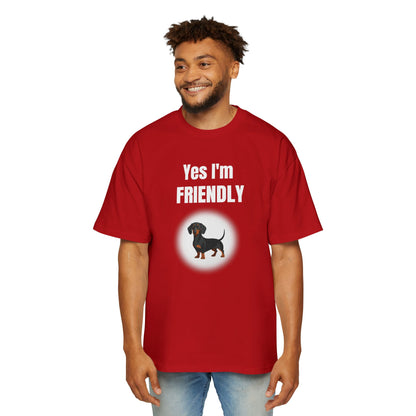 Dachshund Mini Graphic Tee — Men’s Oversized White T-Shirt