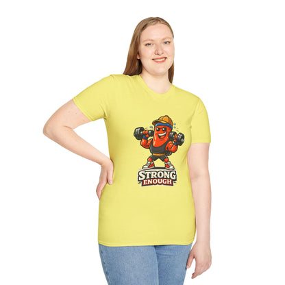 Strong Enough T-Shirt – Cute Dumbbell Gym Graphic Lightweight Cotton Tee
