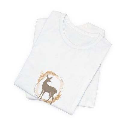 Minimal Deer Silhouette Tee | neutral animal spots, quiet nature pattern