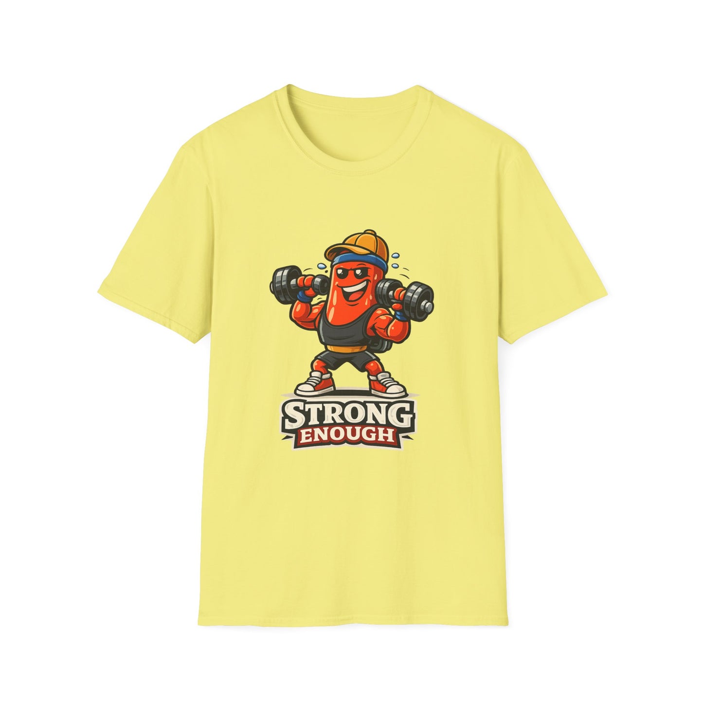 Strong Enough T-Shirt – Cute Dumbbell Gym Graphic Lightweight Cotton Tee