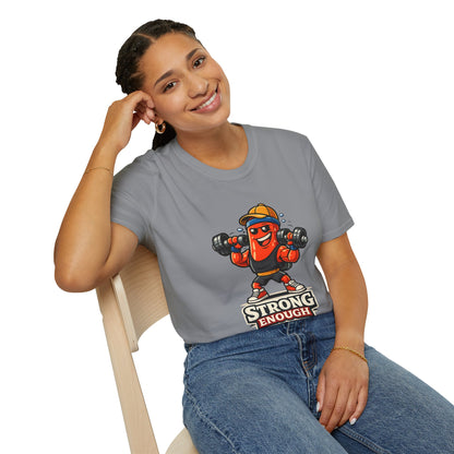 Strong Enough T-Shirt – Cute Dumbbell Gym Graphic Lightweight Cotton Tee
