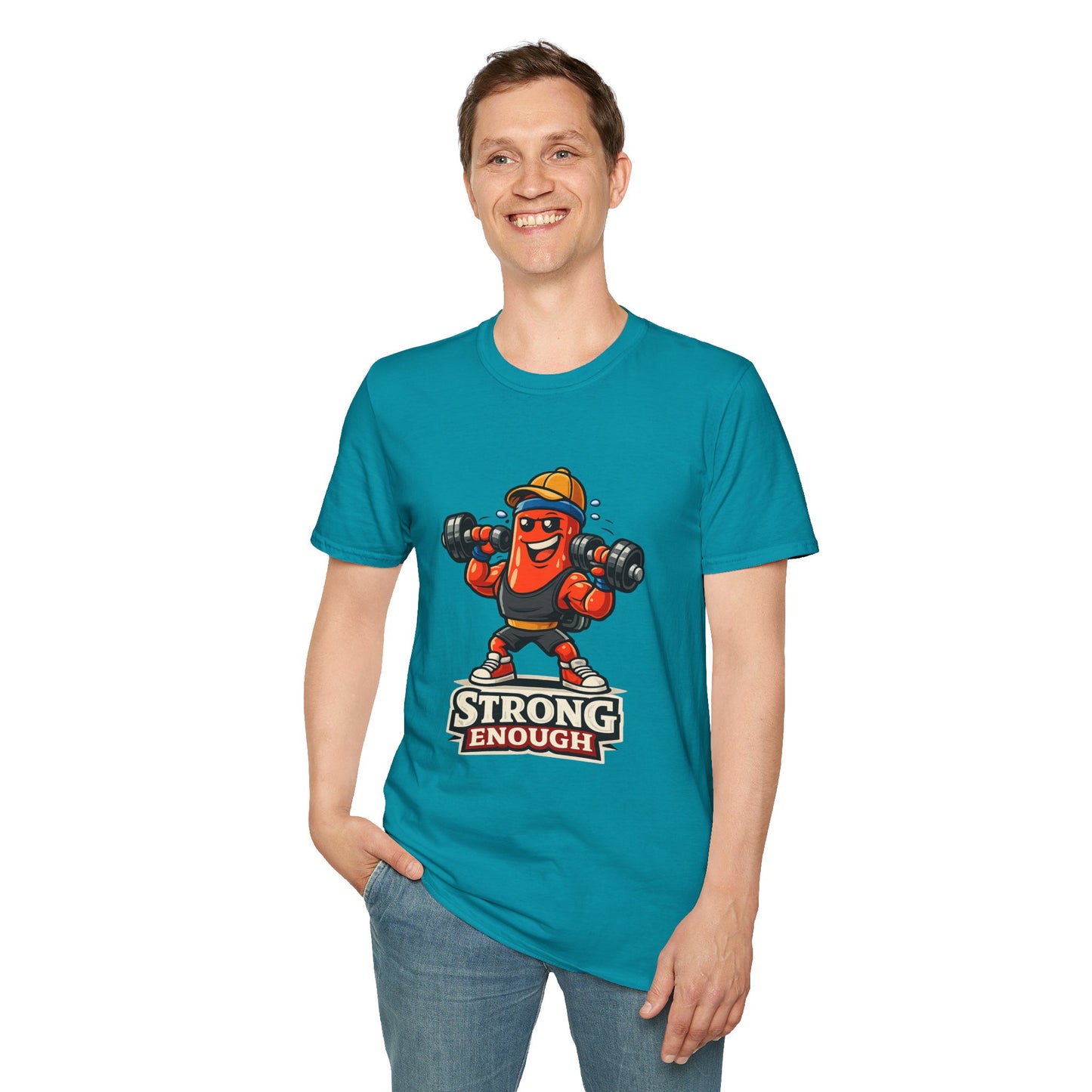 Strong Enough T-Shirt – Cute Dumbbell Gym Graphic Lightweight Cotton Tee