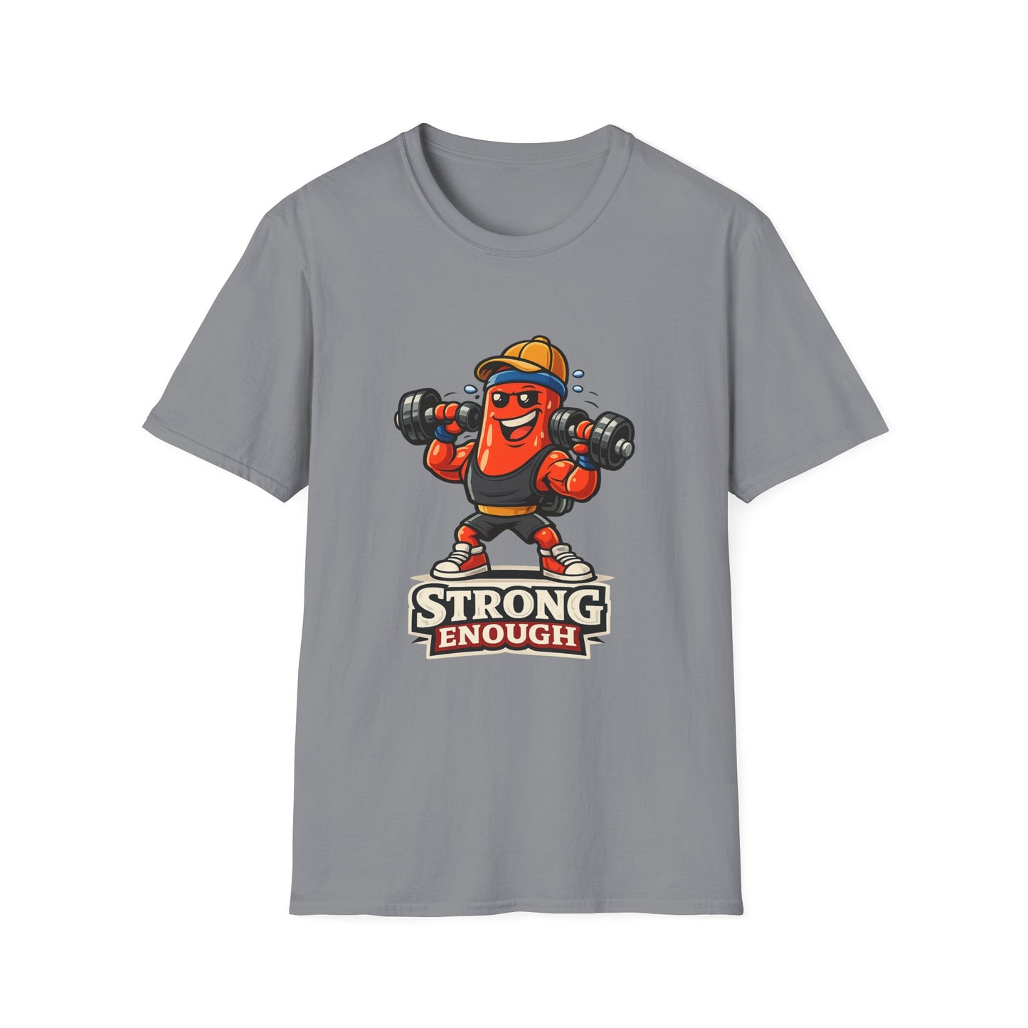 Strong Enough T-Shirt – Cute Dumbbell Gym Graphic Lightweight Cotton Tee