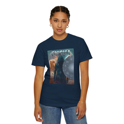 Enigma Astral T-Shirt — Zodiac Wheel & Cosmic Raven Graphic Tee