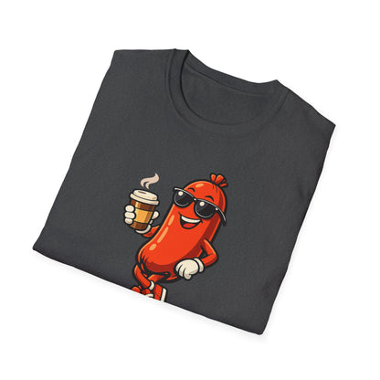 Powered by Bad Decisions Funny T-Shirt – Hot Dog Coffee Graphic Cotton Tee