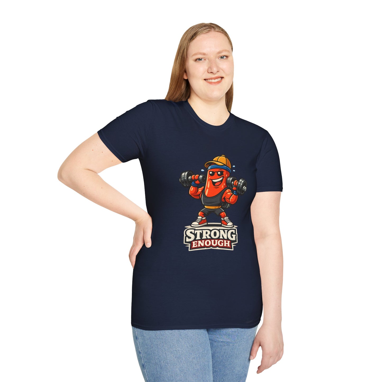 Strong Enough T-Shirt – Cute Dumbbell Gym Graphic Lightweight Cotton Tee