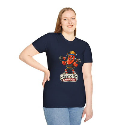 Strong Enough T-Shirt – Cute Dumbbell Gym Graphic Lightweight Cotton Tee