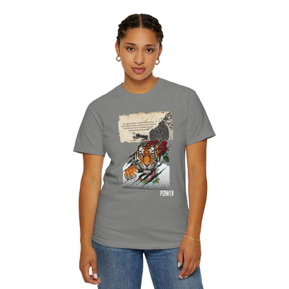 Tiger 'Power' Graphic T-Shirt — Vintage-Inspired Fierce Wildlife Tee