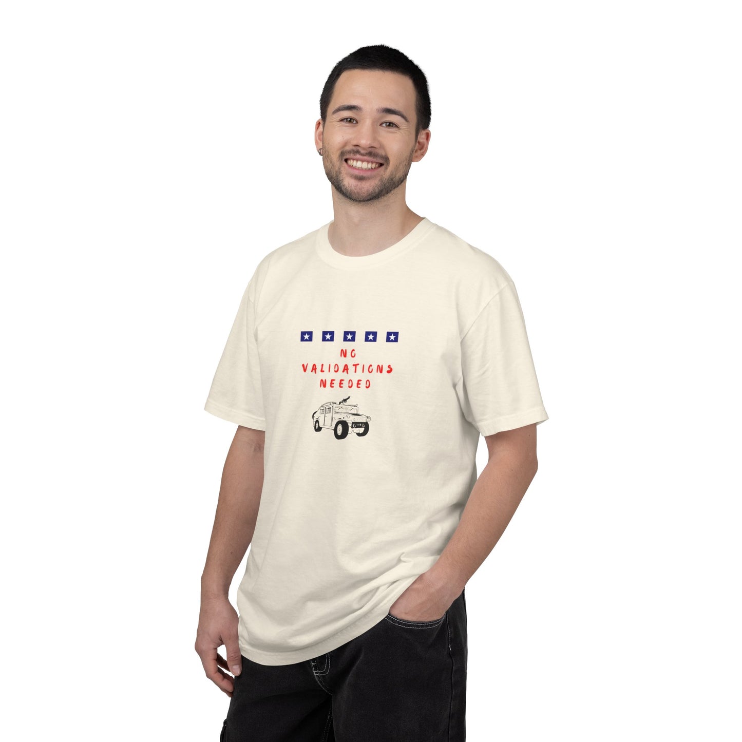 T-Shirt — "No Validations Needed" Patriotic Truck Graphic