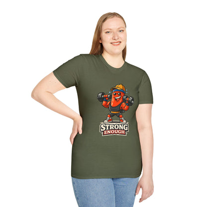 Strong Enough T-Shirt – Cute Dumbbell Gym Graphic Lightweight Cotton Tee