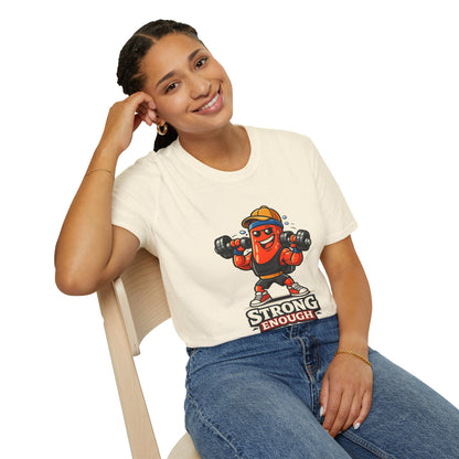 Strong Enough T-Shirt – Cute Dumbbell Gym Graphic Lightweight Cotton Tee