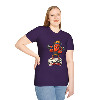 Strong Enough T-Shirt – Cute Dumbbell Gym Graphic Lightweight Cotton Tee