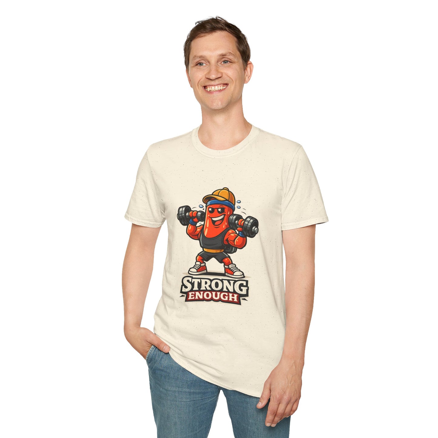 Strong Enough T-Shirt – Cute Dumbbell Gym Graphic Lightweight Cotton Tee