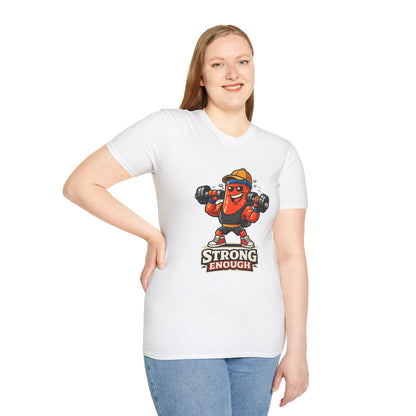 Strong Enough T-Shirt – Cute Dumbbell Gym Graphic Lightweight Cotton Tee