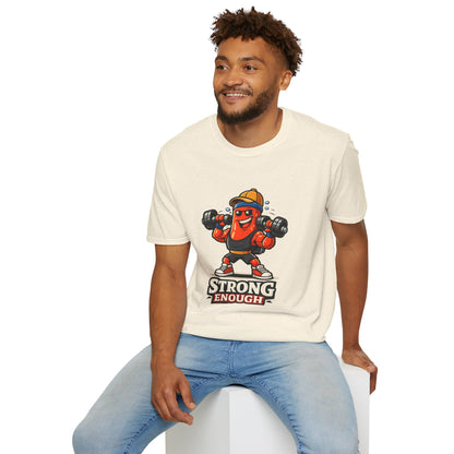 Strong Enough T-Shirt – Cute Dumbbell Gym Graphic Lightweight Cotton Tee