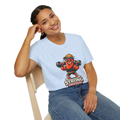 Strong Enough T-Shirt – Cute Dumbbell Gym Graphic Lightweight Cotton Tee