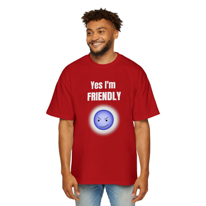 Funny 'Yes I'm Friendly' Tee with Winking Angry Emoji