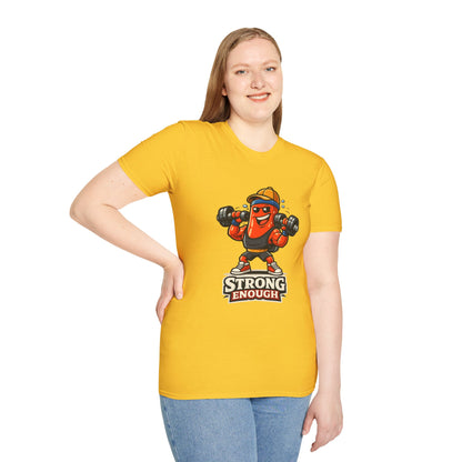 Strong Enough T-Shirt – Cute Dumbbell Gym Graphic Lightweight Cotton Tee