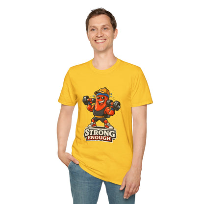 Strong Enough T-Shirt – Cute Dumbbell Gym Graphic Lightweight Cotton Tee