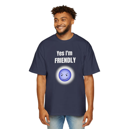 Funny 'Yes I'm Friendly' Tee with Winking Angry Emoji