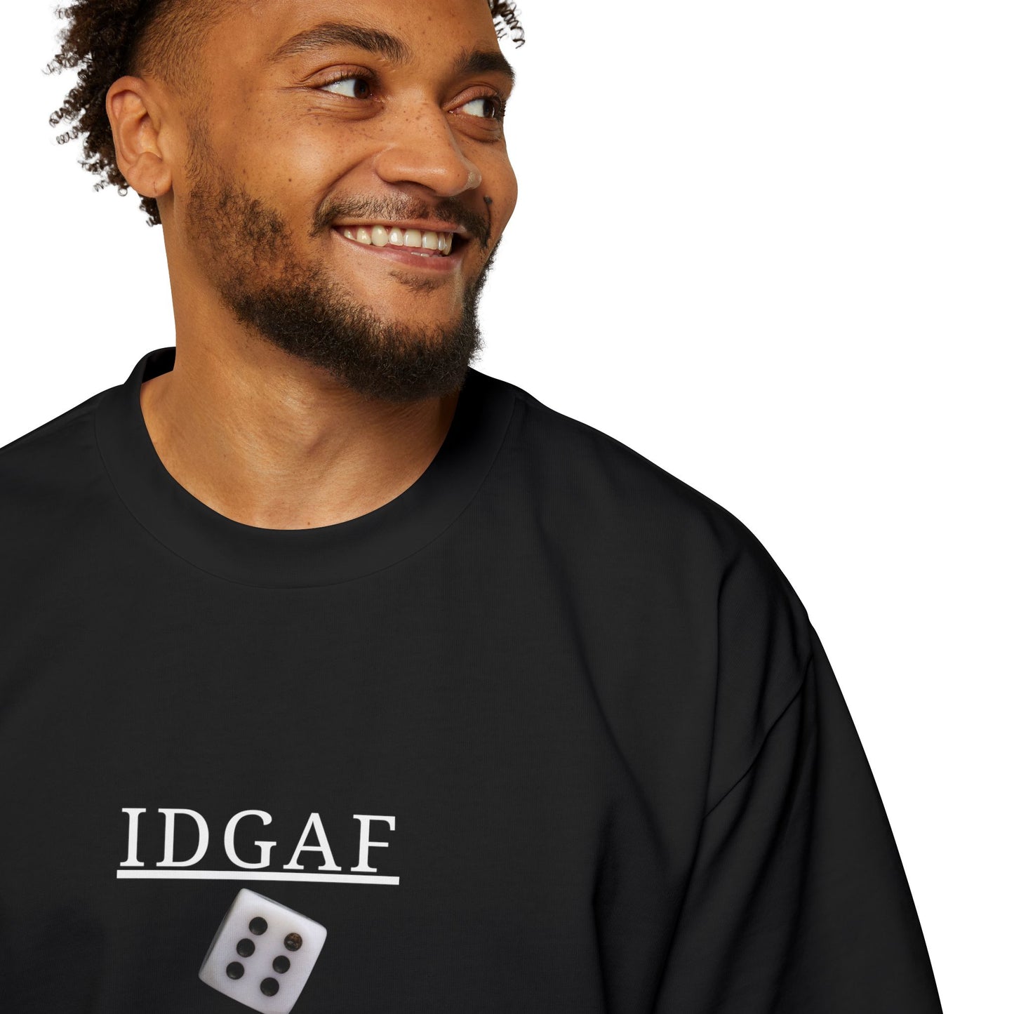 IDGAF Dice Graphic Tee — Bold Red Oversized Men’s T‑Shirt