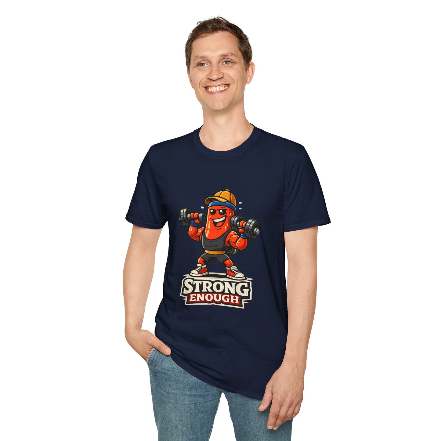 Strong Enough T-Shirt – Cute Dumbbell Gym Graphic Lightweight Cotton Tee