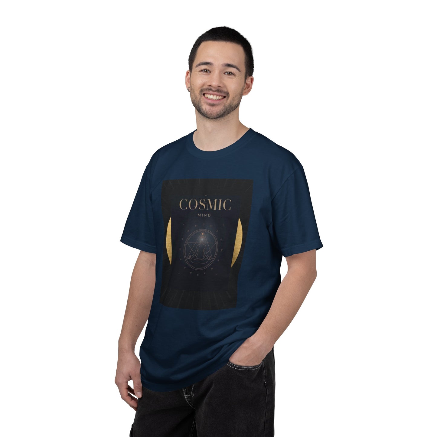 Cosmic Moon Phase T-Shirt — "COSMIC" Gold Celestial Graphic Tee