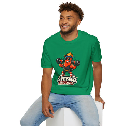 Strong Enough T-Shirt – Cute Dumbbell Gym Graphic Lightweight Cotton Tee