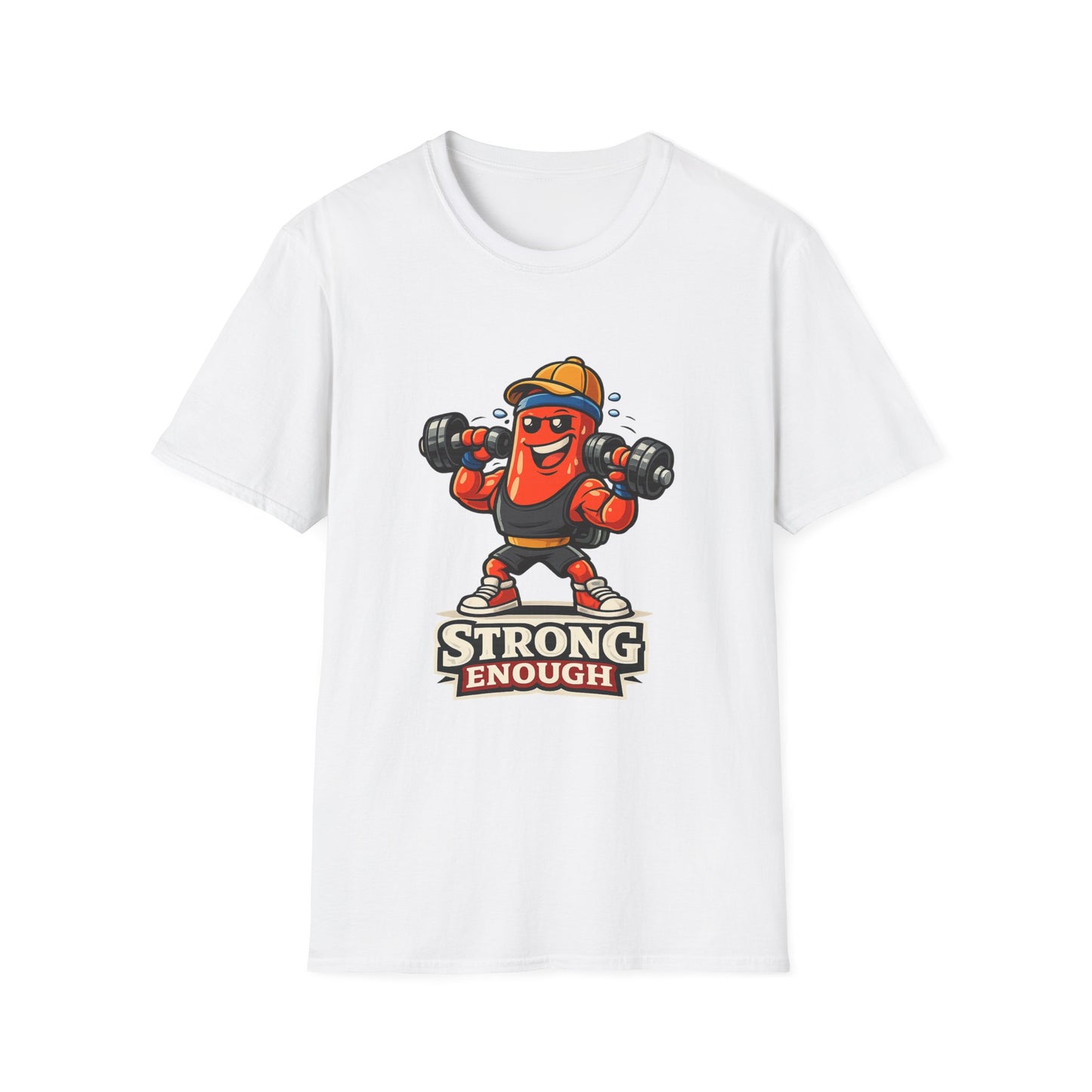 Strong Enough T-Shirt – Cute Dumbbell Gym Graphic Lightweight Cotton Tee