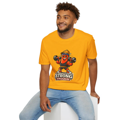 Strong Enough T-Shirt – Cute Dumbbell Gym Graphic Lightweight Cotton Tee