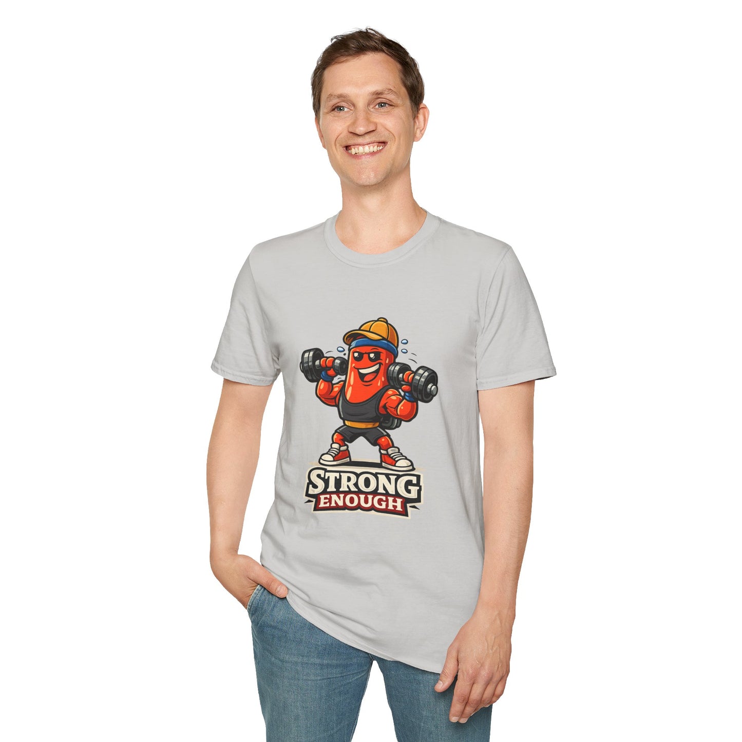 Strong Enough T-Shirt – Cute Dumbbell Gym Graphic Lightweight Cotton Tee