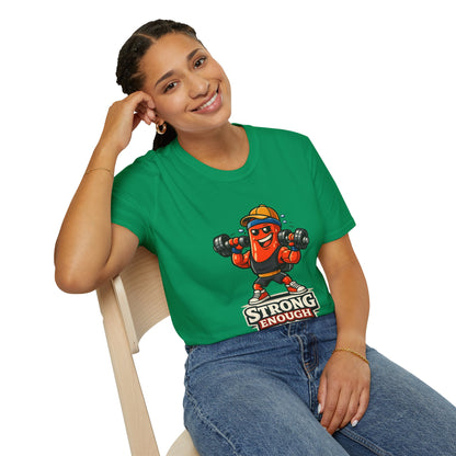Strong Enough T-Shirt – Cute Dumbbell Gym Graphic Lightweight Cotton Tee