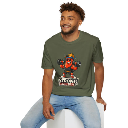 Strong Enough T-Shirt – Cute Dumbbell Gym Graphic Lightweight Cotton Tee