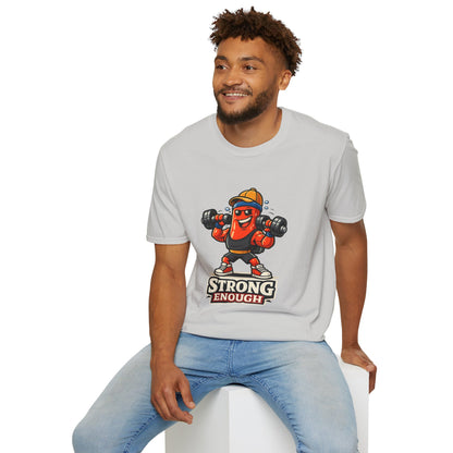 Strong Enough T-Shirt – Cute Dumbbell Gym Graphic Lightweight Cotton Tee