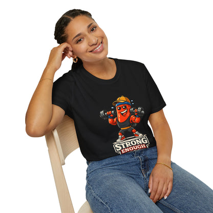 Strong Enough T-Shirt – Cute Dumbbell Gym Graphic Lightweight Cotton Tee